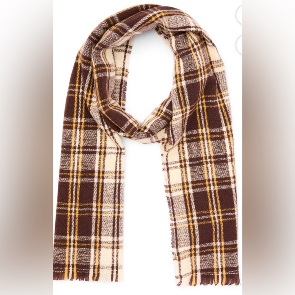 🔴 3/$12‎ No Boundaries’ Brown Plaid Blanket Scarf! NWT!